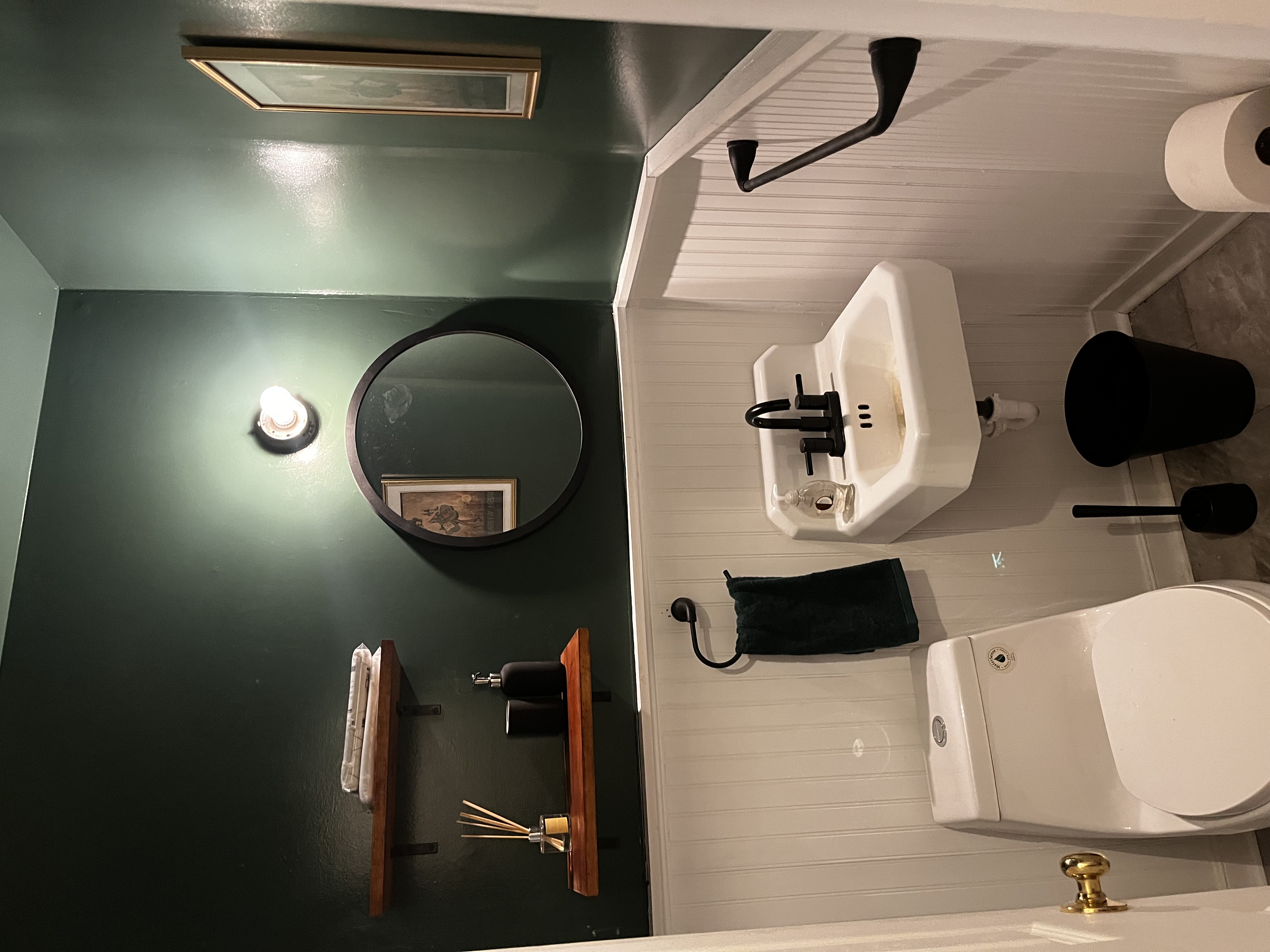 Dark Green Powder Room